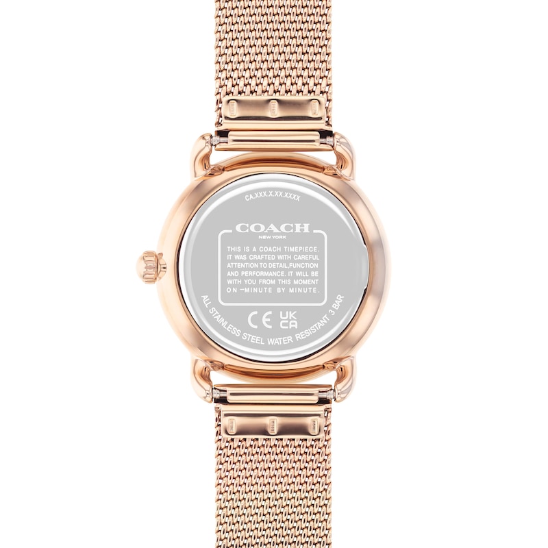 Main Image 3 of Ladies' Coach Rose-Tone IP Analog Watch with Silver-Tone Dial and Mesh Band (Model: 14504222)