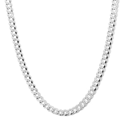 5.7mm Pavé Flat Curb Chain Necklace in Solid Sterling Silver - 22"