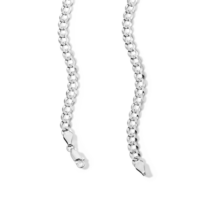 Main Image 3 of 5.7mm Pavé Flat Curb Chain Necklace in Solid Sterling Silver - 22"