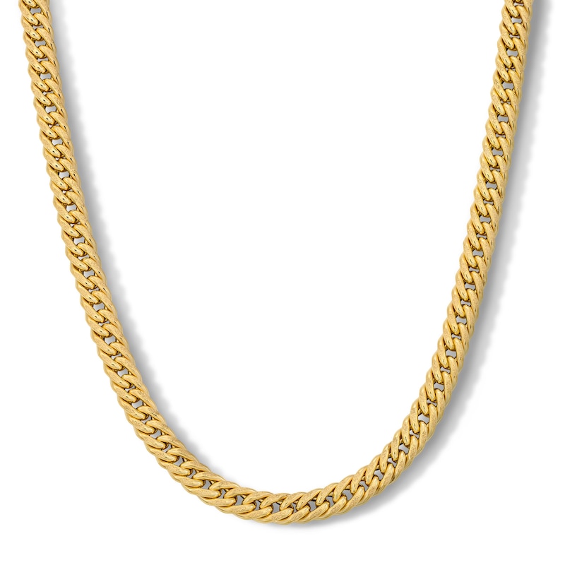 Main Image 1 of 6.0mm Diamond-Cut Curb Chain Necklace in Hollow 10K Gold - 20"
