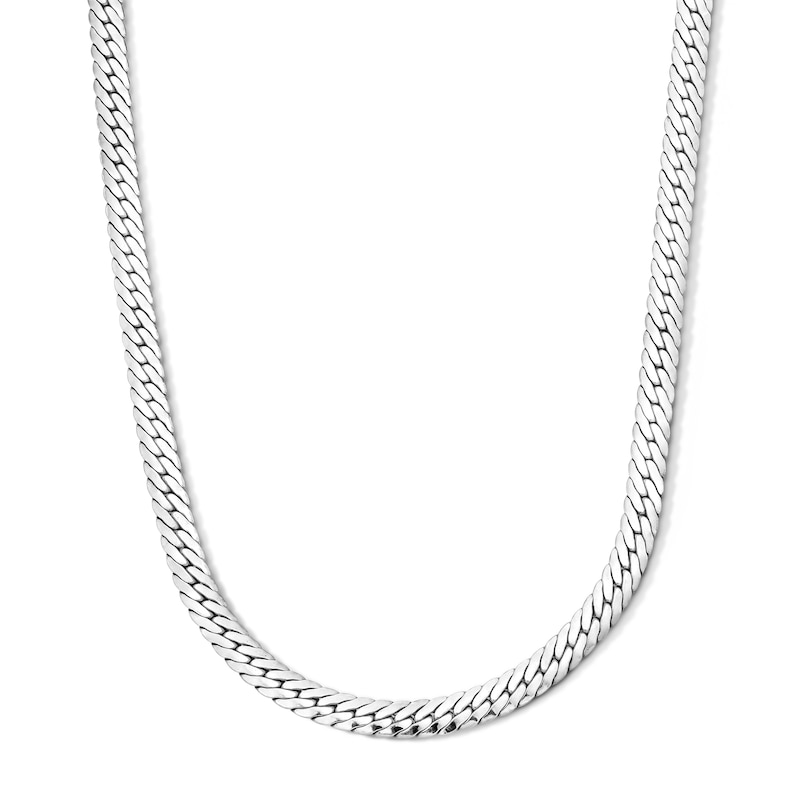 Main Image 1 of 6.2mm Herringbone Chain Necklace in Solid Sterling Silver - 22"