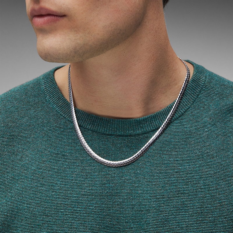 Main Image 2 of 6.2mm Herringbone Chain Necklace in Solid Sterling Silver - 22"