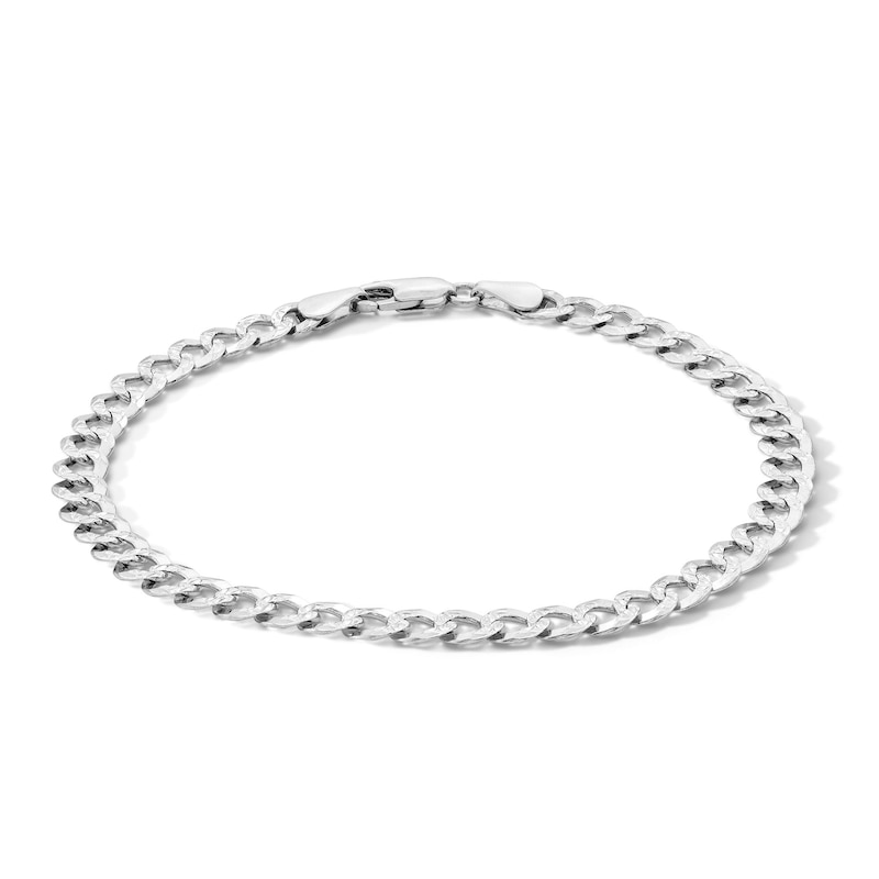 Main Image 1 of 5.7mm Pavé Flat Curb Chain Bracelet in Solid Sterling Silver - 8.5"