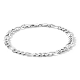 5.6mm Figaro Chain Bracelet in Solid Sterling Silver - 8.5"