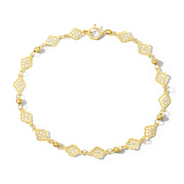 5.4mm Beaded Filigree Link Chain Bracelet in Solid 10K Gold - 7.5"