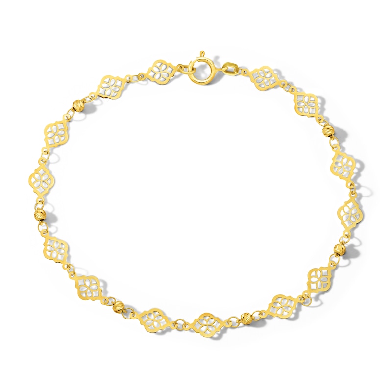 Main Image 1 of 5.4mm Beaded Filigree Link Chain Bracelet in Solid 10K Gold - 7.5"
