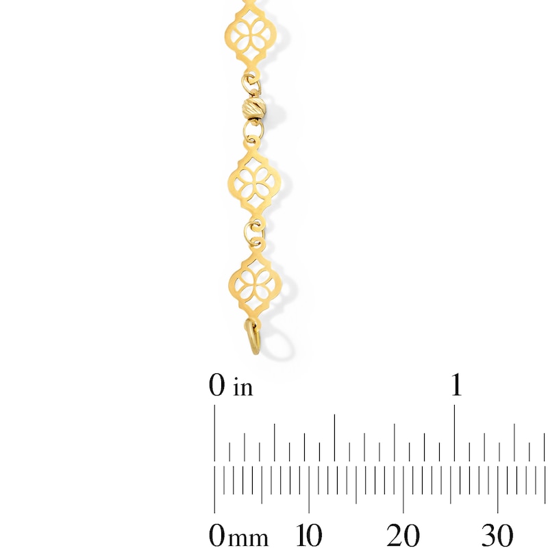 Main Image 2 of 5.4mm Beaded Filigree Link Chain Bracelet in Solid 10K Gold - 7.5"
