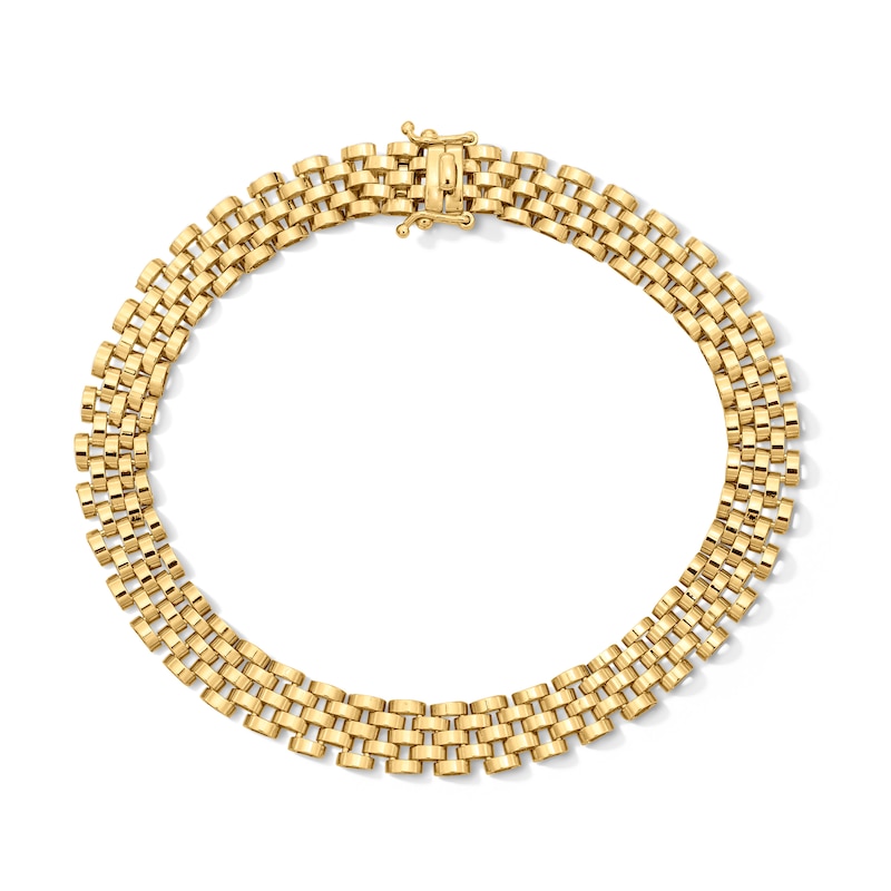 Main Image 1 of 7.5mm Panther Link Chain Bracelet in Semi-Solid 10K Gold - 8.5"