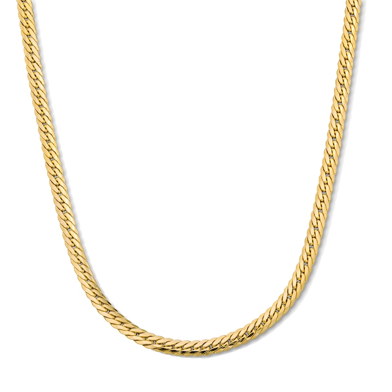 Main Image 1 of 4.8mm Double Curb Chain Necklace in Hollow 10K Gold - 20"