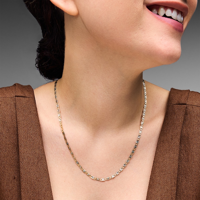 Main Image 2 of 3.5mm Diamond-Cut Valentino Chain Necklace in Solid 10K Yellow Gold - 20"