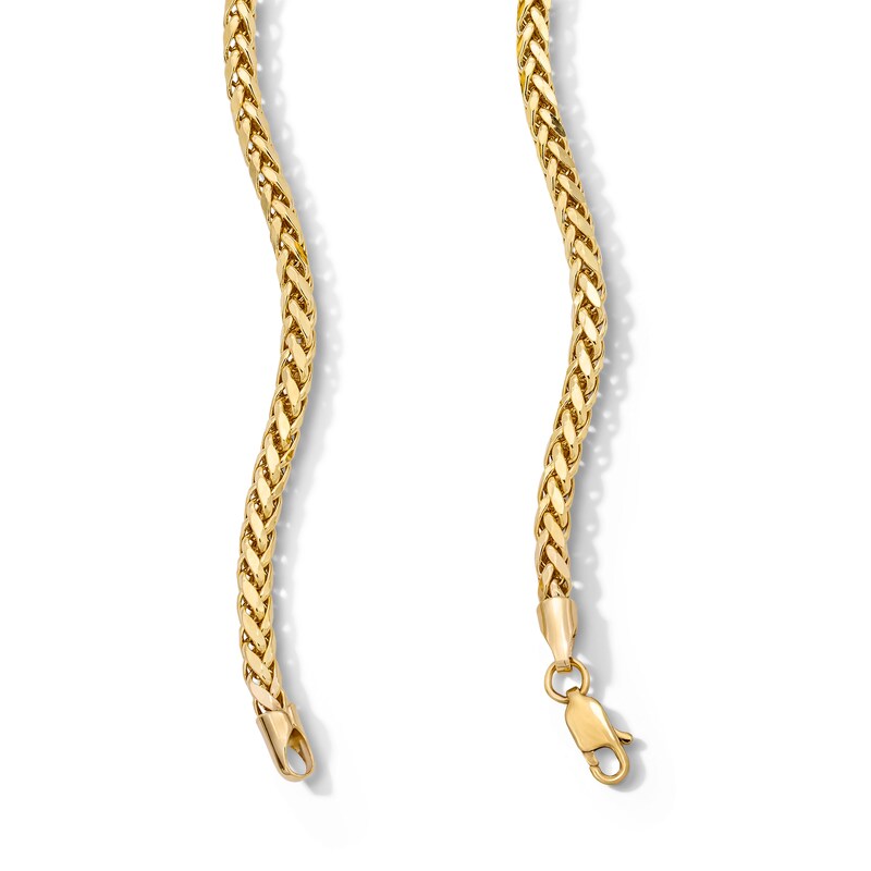 Main Image 2 of 3.15mm Diamond-Cut Wheat Chain Necklace in Semi-Solid 10K Gold - 22"