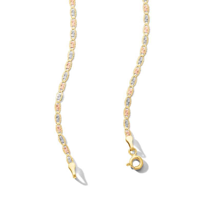 Main Image 3 of 2.2mm Diamond-Cut Valentino Chain Necklace in Solid 10K Tri-Tone Gold