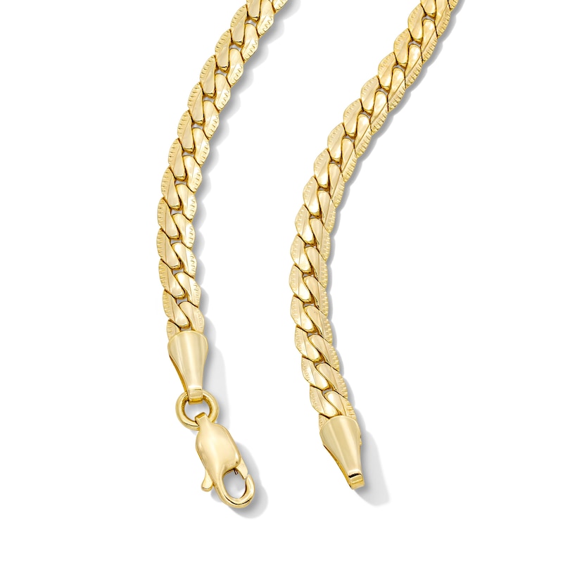 Main Image 3 of 3.9mm Diamond-Cut Curb Chain Necklace in Semi-Solid 10K Gold - 22"