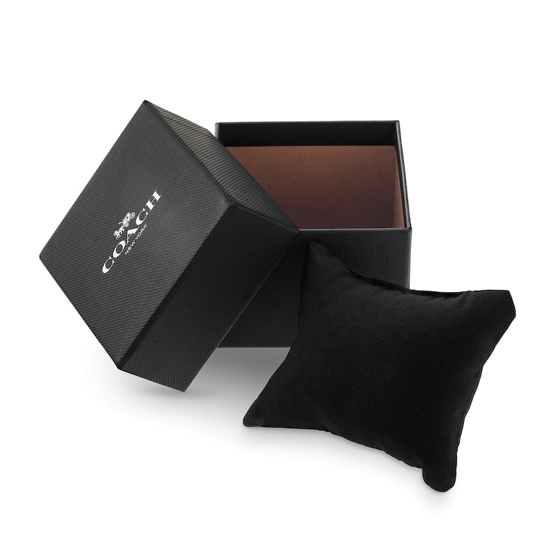 Main Image 6 of Unisex Coach Analog Watch with Silver-Tone Rectangle Dial and Brown Leather Strap (Model: 14400044)