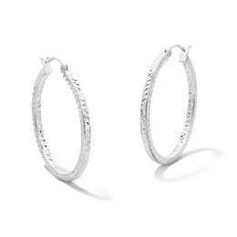 31.0mm Diamond-Cut Hoop Earrings in Sterling Silver