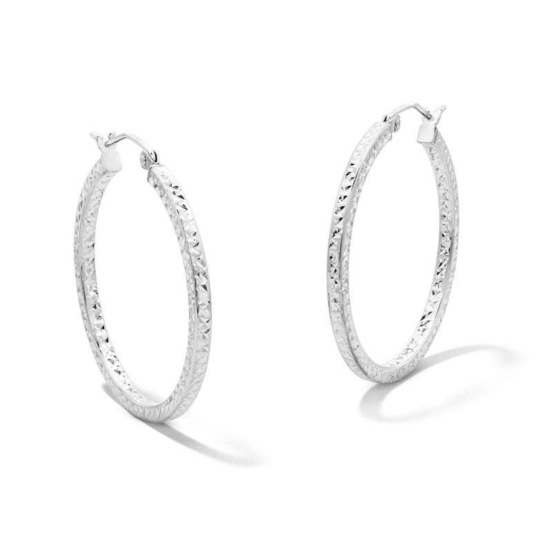 Main Image 1 of 31.0mm Diamond-Cut Hoop Earrings in Sterling Silver