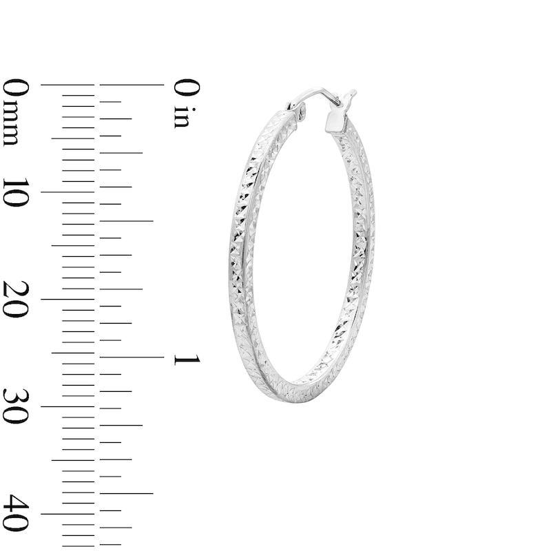 Main Image 3 of 31.0mm Diamond-Cut Hoop Earrings in Sterling Silver