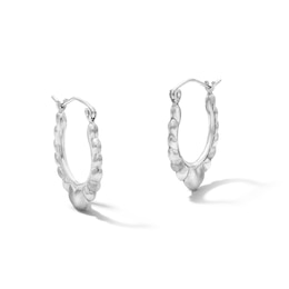 19.0mm Heart Hoop Earrings in Hollow Sterling Silver