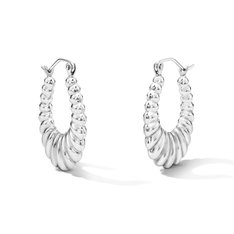 Main Image 1 of 22.0mm Oval Puffed Hoop Earrings in Hollow Sterling Silver