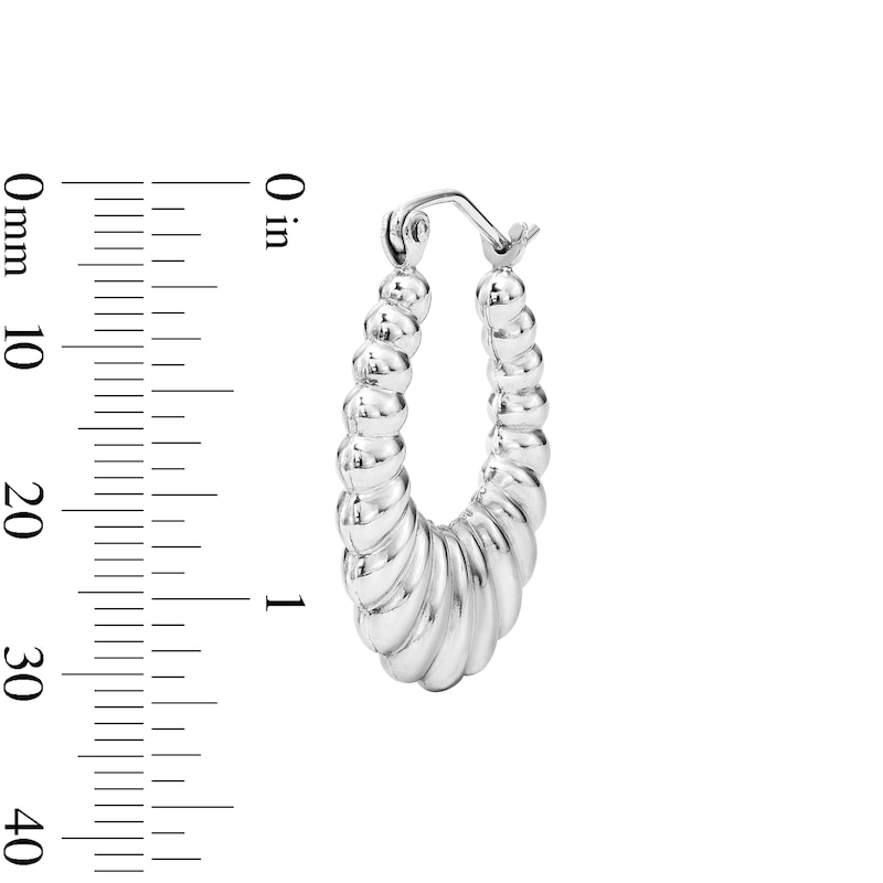 Main Image 2 of 22.0mm Oval Puffed Hoop Earrings in Hollow Sterling Silver