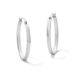 30.0mm Oval Tube Hoop Earrings in Hollow Sterling Silver