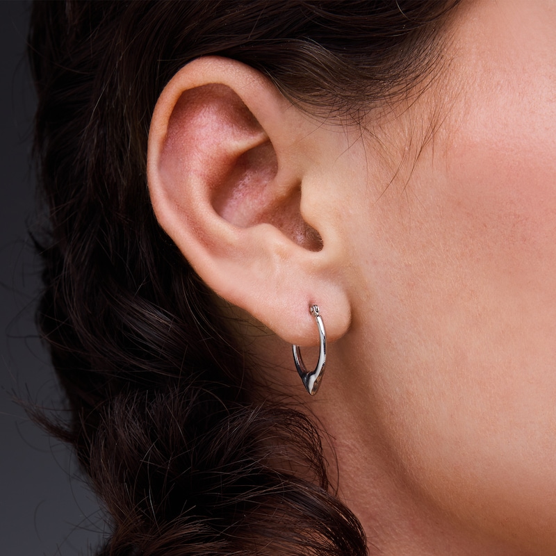 Main Image 2 of 18.0mm Oval Heart Hoop Earrings in Hollow Sterling Silver