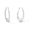 Thumbnail Image 1 of Diamond-Cut and Satin-Finish Tapered Hoop Earrings in Sterling Silver