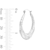 Thumbnail Image 2 of Diamond-Cut and Satin-Finish Tapered Hoop Earrings in Sterling Silver
