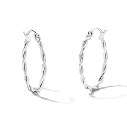21.0mm Rope Twist Hoop Earrings in Hollow Sterling Silver