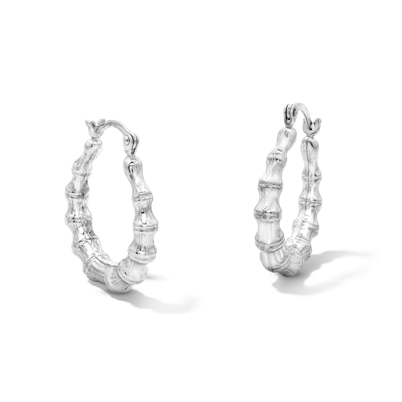 Main Image 1 of 19.0mm Bamboo Graduated Hoop Earrings in Hollow Sterling Silver