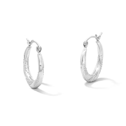 16.5mm Twist Beaded Hoop Earrings in Hollow Sterling Silver