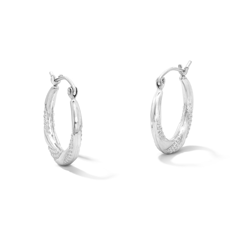 Main Image 1 of 16.5mm Twist Beaded Hoop Earrings in Hollow Sterling Silver