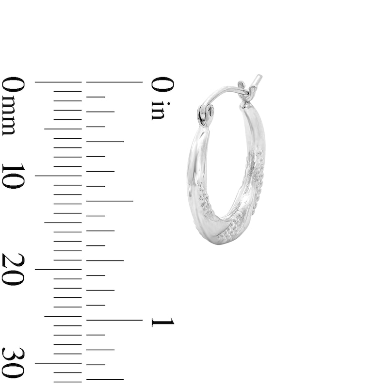 Main Image 3 of 16.5mm Twist Beaded Hoop Earrings in Hollow Sterling Silver