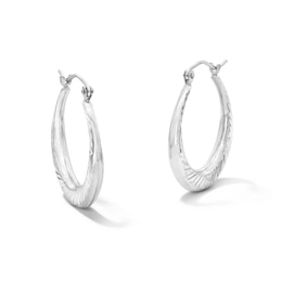 25.0mm Diamond-Cut Tapered Hoop Earrings in Hollow Sterling Silver