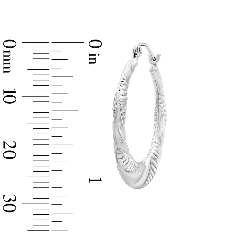 Main Image 3 of 27.0mm Diamond-Cut Textured Twist Hoop Earrings in Hollow Sterling Silver