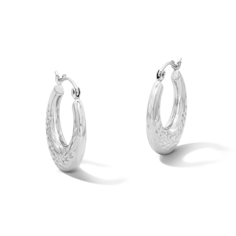 Main Image 1 of 19.4mm Diamond-Cut Tapered Hoop Earrings in Hollow Sterling Silver