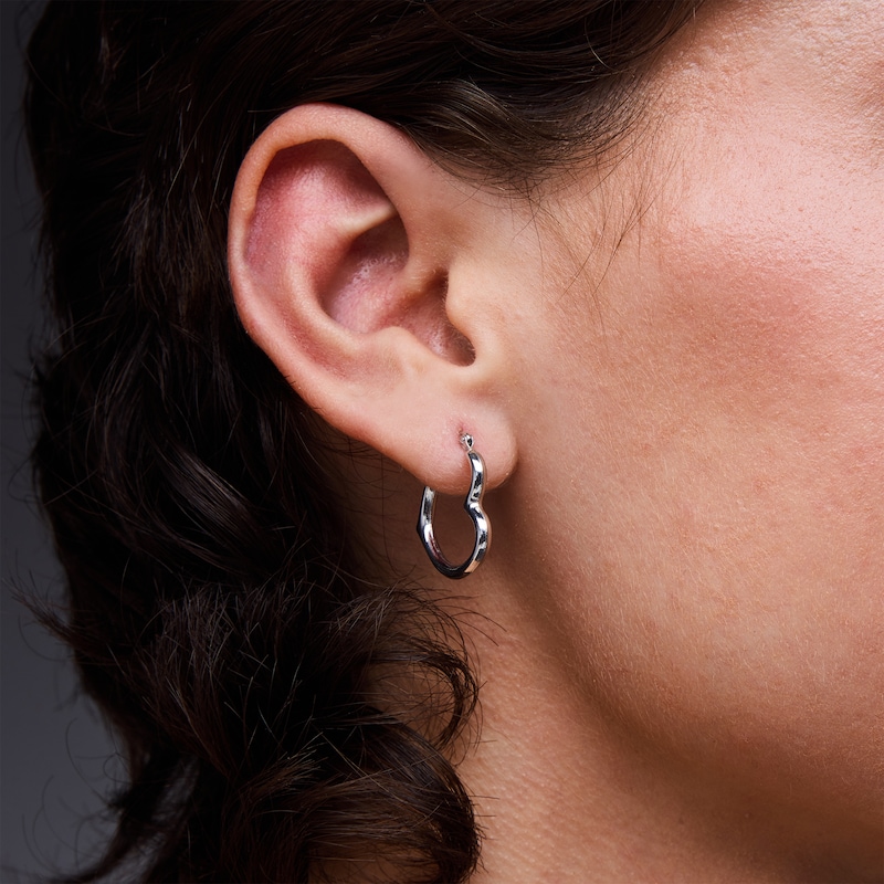 Main Image 2 of 21.0mm Tilted Heart Outline Hoop Earrings in Hollow Sterling Silver