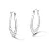 Thumbnail Image 1 of 25.0mm Chevron Tapered Oval Hoop Earrings in Hollow Sterling Silver