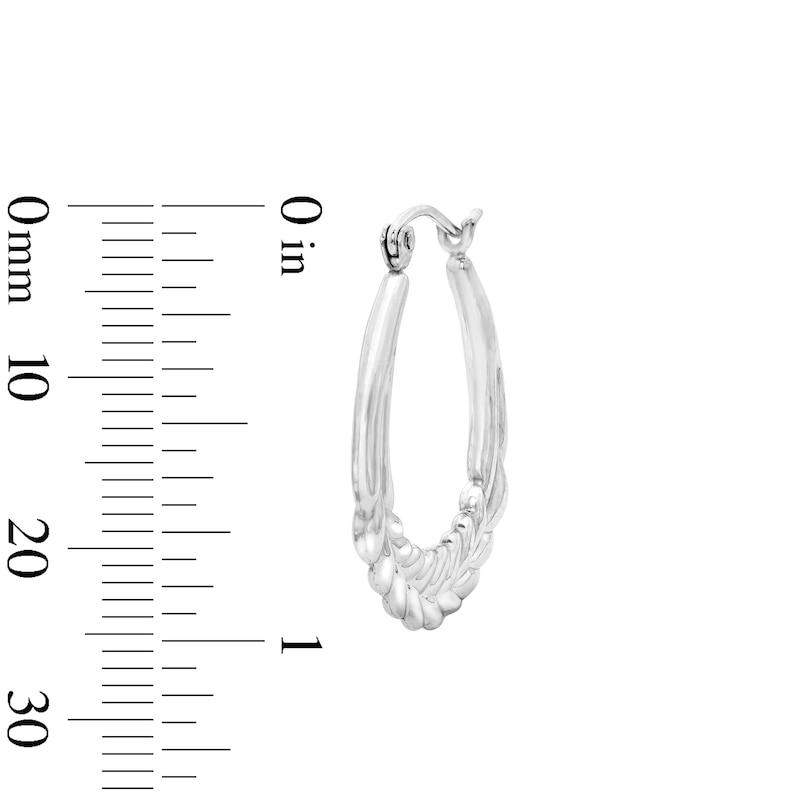Main Image 3 of 25.0mm Chevron Tapered Oval Hoop Earrings in Hollow Sterling Silver