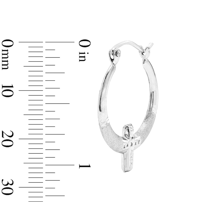 Main Image 2 of 21.0mm Tapered Oval Cross Hoop Earrings in Hollow Sterling Silver