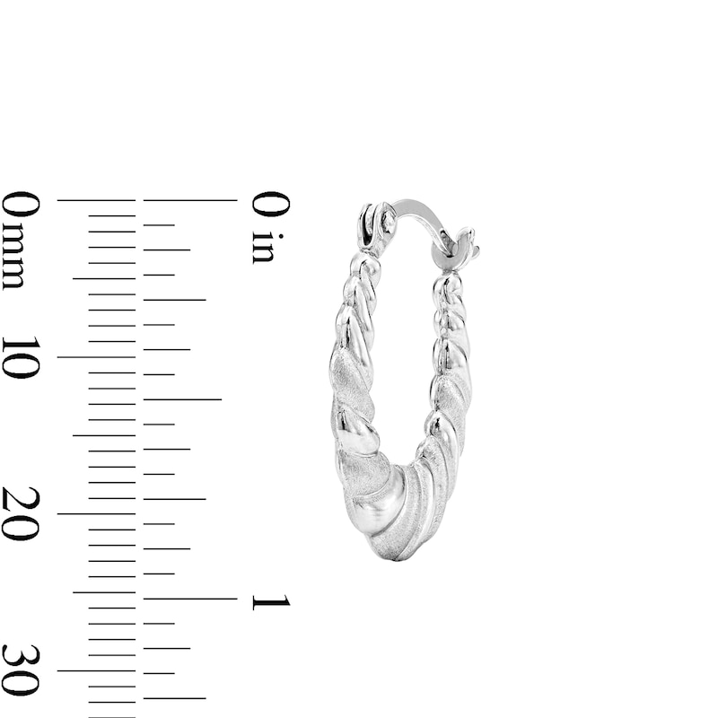 Main Image 2 of 17.0mm Diamond-Cut Oval Scalloped Hoop Earrings in Hollow Sterling Silver