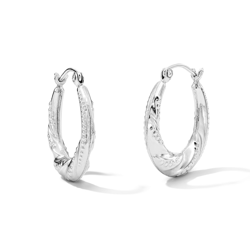 Main Image 1 of 20.0mm Beaded Twist Hoop Earrings in Hollow Sterling Silver