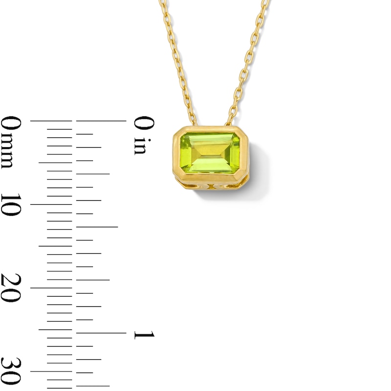 Main Image 5 of Emerald-Cut Peridot Solitaire Pendant and Stud Earrings Set in Sterling Silver with 14K Gold Plate