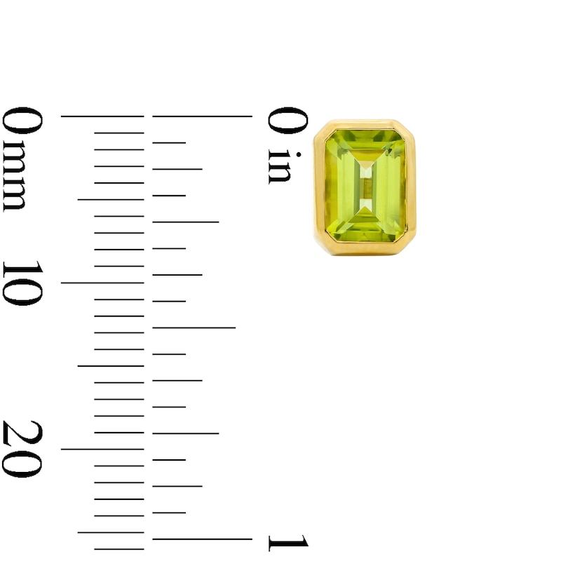 Main Image 6 of Emerald-Cut Peridot Solitaire Pendant and Stud Earrings Set in Sterling Silver with 14K Gold Plate