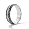 Thumbnail Image 3 of Diamond-Cut Textured-Edge Wedding Band in Sterling Silver and Black Rhodium Plate