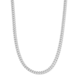 4.5mm Curb Chain Necklace in Hollow 14K White Gold - 22"