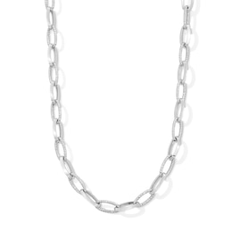6.8mm Oval Link Chain Necklace in Hollow 14K White Gold