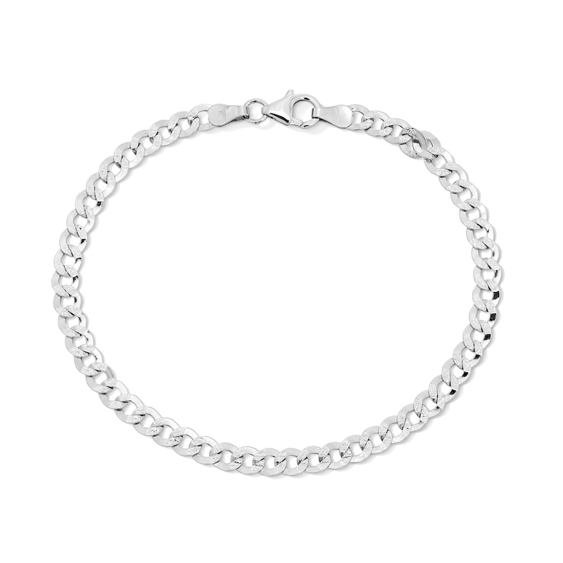 Main Image 1 of 4.8mm Curb Chain Bracelet in Hollow 14K White Gold - 8.25"