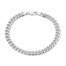 6.8mm Curb Chain Bracelet in Hollow 14K White Gold - 8.5"
