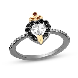 Enchanted Star Villains Evil Queen 1/3 CT. T.W. Lab-Grown Diamond, Onyx and Garnet Ring in Sterling Silver